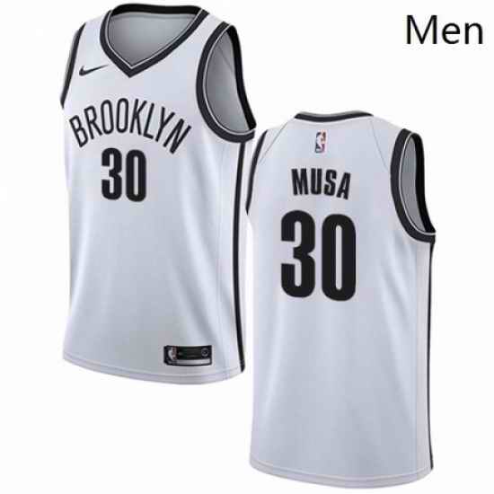 Mens Nike Brooklyn Nets 30 Dzanan Musa Swingman White NBA Jersey Association Edition